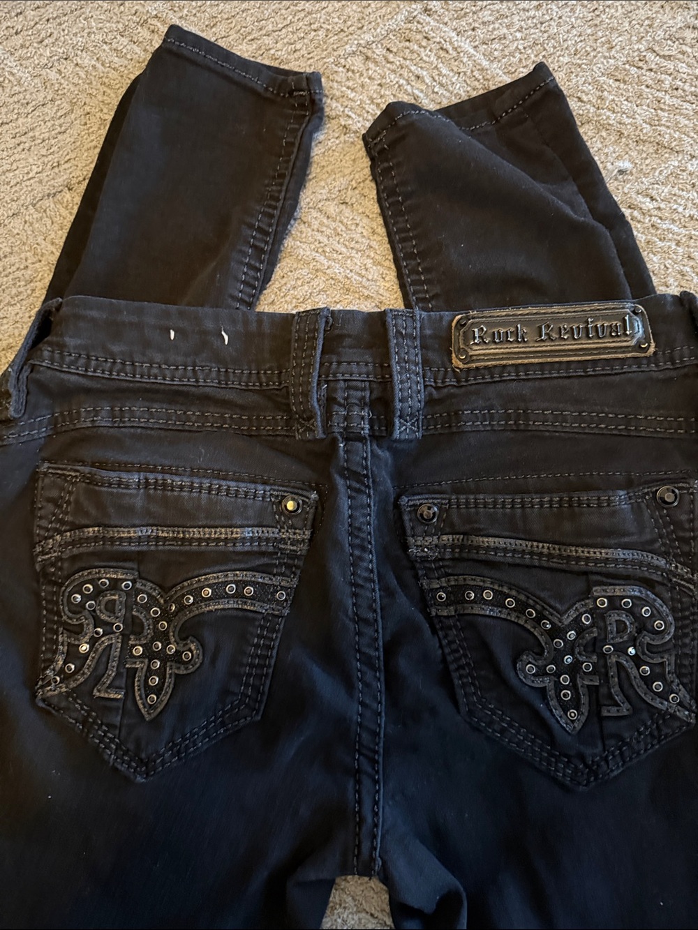 Rock Revival Black Embellished Pocket Jeans with Stud Accents - Picture 7 of 9